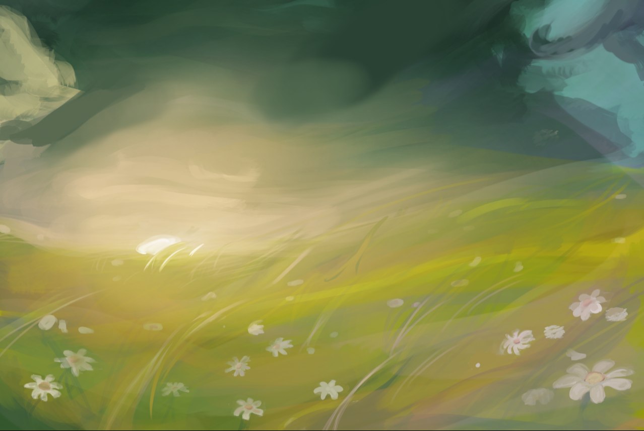 Abstract green and yellow landscape illustration
